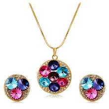 Load image into Gallery viewer, Fashionable Crystal Inlaid Pendant Necklace and Earring Set for Female, Chain Length: 43cm - Mega Discount Store Ghana
