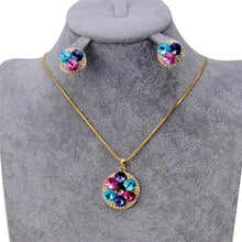 Load image into Gallery viewer, Fashionable Crystal Inlaid Pendant Necklace and Earring Set for Female, Chain Length: 43cm - Mega Discount Store Ghana