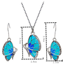 Load image into Gallery viewer, Blue Butterfly Inlaid Alloy Necklace Earring Set for Female, Chain Length: 42cm - Mega Discount Store Ghana