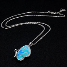 Load image into Gallery viewer, Blue Butterfly Inlaid Alloy Necklace Earring Set for Female, Chain Length: 42cm - Mega Discount Store Ghana