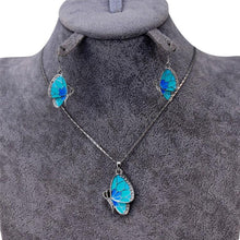 Load image into Gallery viewer, Blue Butterfly Inlaid Alloy Necklace Earring Set for Female, Chain Length: 42cm - Mega Discount Store Ghana