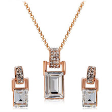 Load image into Gallery viewer, Barrel Shaped Crystal Inlaid Pendant Necklace and Earring Set for Female, Chain Length: 43cm - Mega Discount Store Ghana