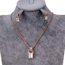 Load image into Gallery viewer, Barrel Shaped Crystal Inlaid Pendant Necklace and Earring Set for Female, Chain Length: 43cm - Mega Discount Store Ghana