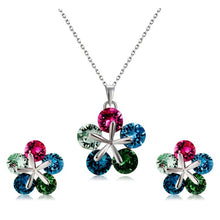 Load image into Gallery viewer, Barrel Shaped Crystal Inlaid Pendant Necklace and Earring Set for Female, Chain Length: 43cm - Mega Discount Store Ghana