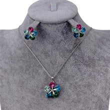 Load image into Gallery viewer, Barrel Shaped Crystal Inlaid Pendant Necklace and Earring Set for Female, Chain Length: 43cm - Mega Discount Store Ghana