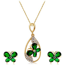 Load image into Gallery viewer, Butterfly and Water Drop Design Pendant Necklace and Earrings Set for Female, Chain Length: 44cm - Mega Discount Store Ghana