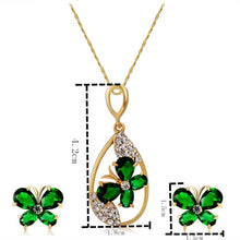 Load image into Gallery viewer, Butterfly and Water Drop Design Pendant Necklace and Earrings Set for Female, Chain Length: 44cm - Mega Discount Store Ghana
