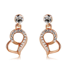 Load image into Gallery viewer, Rose Gold Heart-shaped Crystal Necklace and Earrings Set for Female, Chain Length: 47cm - Mega Discount Store Ghana
