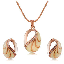 Load image into Gallery viewer, Snail Shell Style Crystal Necklace Earrings Set for Female, Chain Length: 50cm - Mega Discount Store Ghana